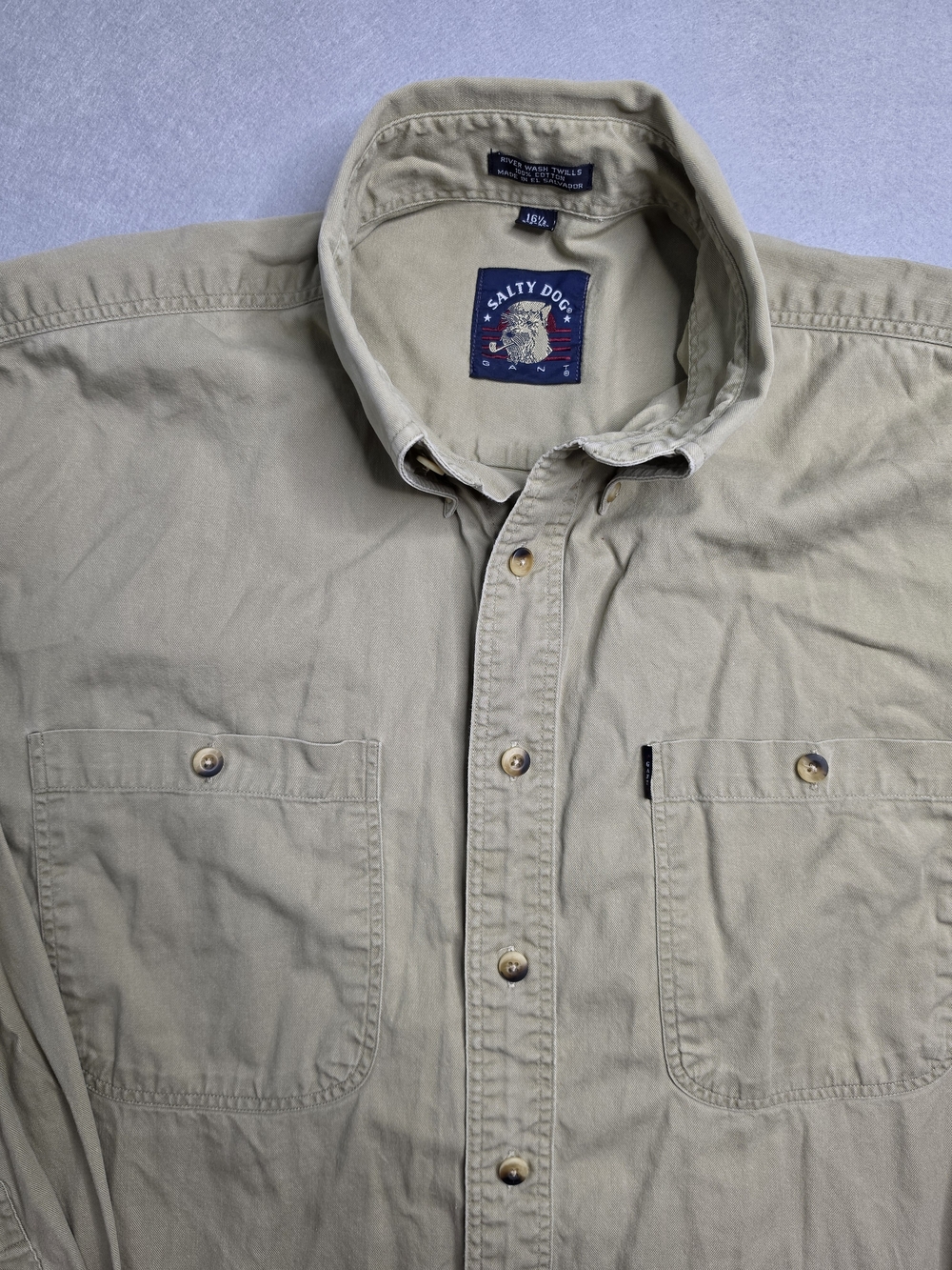 Gant Salty Dog  Men's  16 1/2 34-35 Khaki Button-Up Shirt - Light Tan